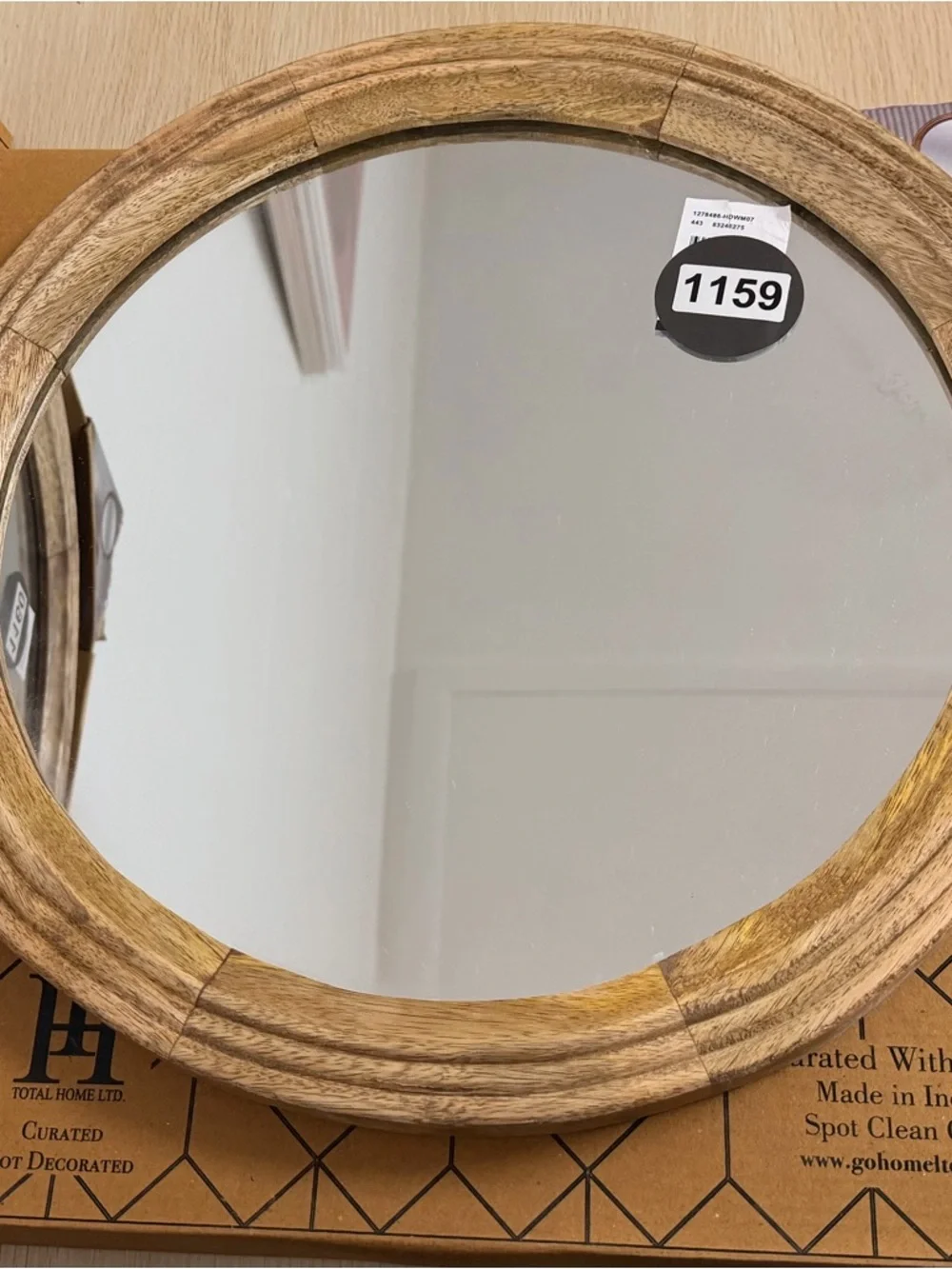 Small Natural Wood Round Wall Mirror